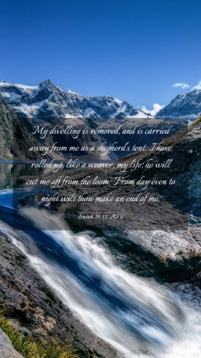 Picture 03 - Isaiah 38:12 ASV Mobile Phone Wallpaper - My dwelling is removed, and is carried away from - Mobile Bible Verse Wallpaper