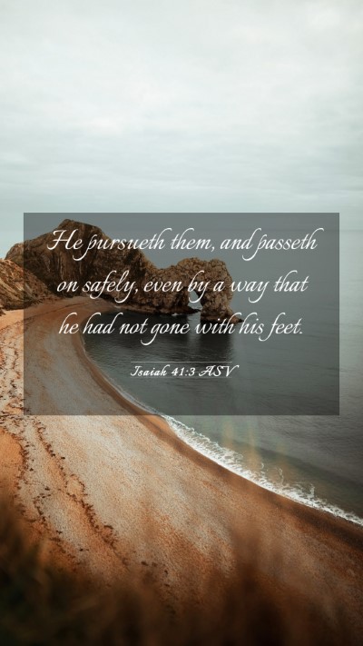 Picture 03 - Isaiah 41:3 ASV Mobile Phone Wallpaper - He pursueth them, and passeth on safely, even by - Mobile Bible Verse Wallpaper