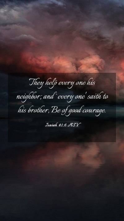Picture 03 - Isaiah 41:6 ASV Mobile Phone Wallpaper - They help every one his neighbor; and `every one' - Mobile Bible Verse Wallpaper