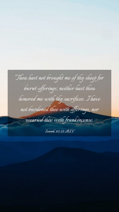 Picture 03 - Isaiah 43:23 ASV Mobile Phone Wallpaper - Thou hast not brought me of thy sheep for - Mobile Bible Verse Wallpaper