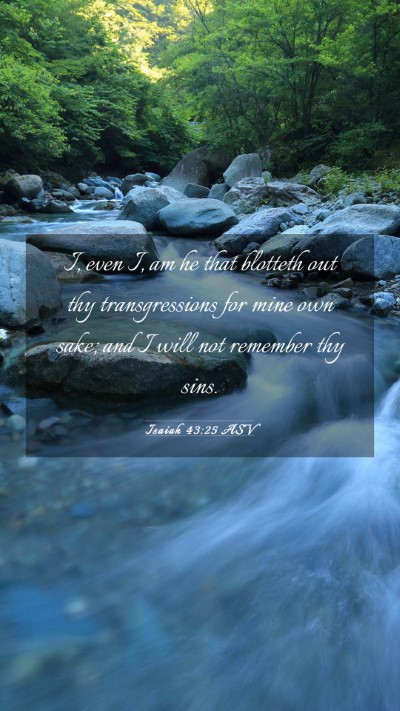 Picture 03 - Isaiah 43:25 ASV Mobile Phone Wallpaper - I, even I, am he that blotteth out thy - Mobile Bible Verse Wallpaper