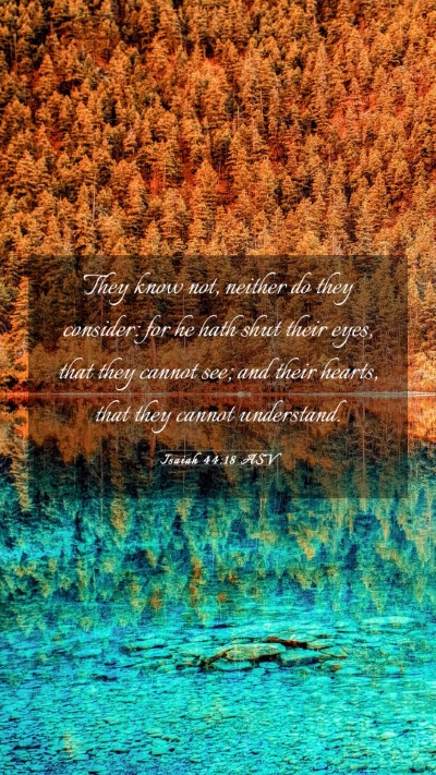 Picture 03 - Isaiah 44:18 ASV Mobile Phone Wallpaper - They know not, neither do they consider: for he - Mobile Bible Verse Wallpaper