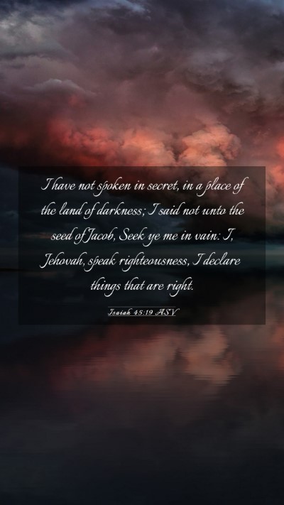 Picture 03 - Isaiah 45:19 ASV Mobile Phone Wallpaper - I have not spoken in secret, in a place of the - Mobile Bible Verse Wallpaper
