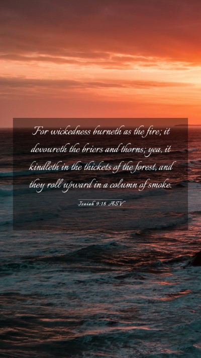 Picture 03 - Isaiah 9:18 ASV Mobile Phone Wallpaper - For wickedness burneth as the fire; it devoureth - Mobile Bible Verse Wallpaper