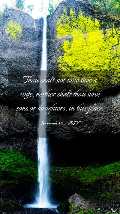 Picture 03 - Jeremiah 16:2 ASV Mobile Phone Wallpaper - Thou shalt not take thee a wife, neither shalt - Mobile Bible Verse Wallpaper