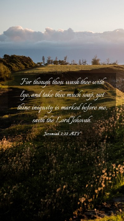 Picture 03 - Jeremiah 2:22 ASV Mobile Phone Wallpaper - For though thou wash thee with lye, and take thee - Mobile Bible Verse Wallpaper