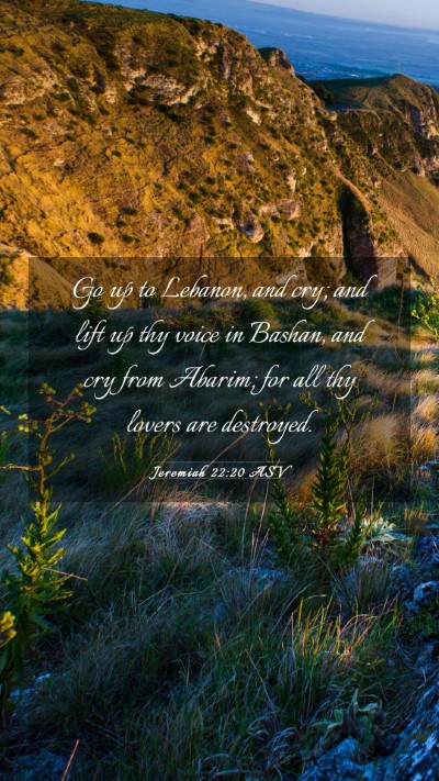Picture 03 - Jeremiah 22:20 ASV Mobile Phone Wallpaper - Go up to Lebanon, and cry; and lift up thy voice - Mobile Bible Verse Wallpaper