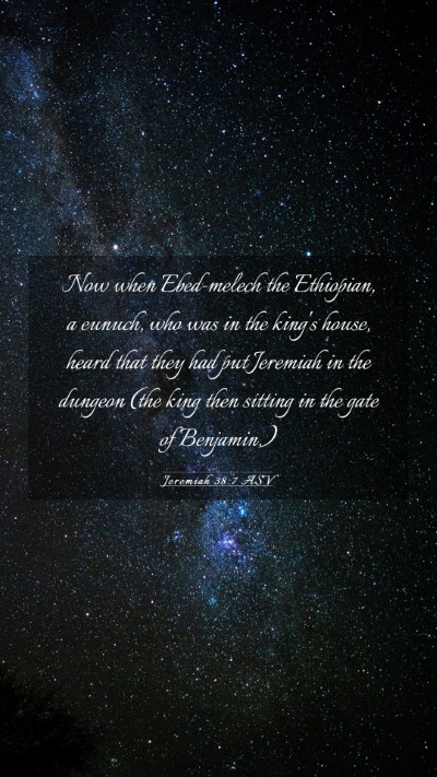 Picture 03 - Jeremiah 38:7 ASV Mobile Phone Wallpaper - Now when Ebed-melech the Ethiopian, a eunuch, who - Mobile Bible Verse Wallpaper