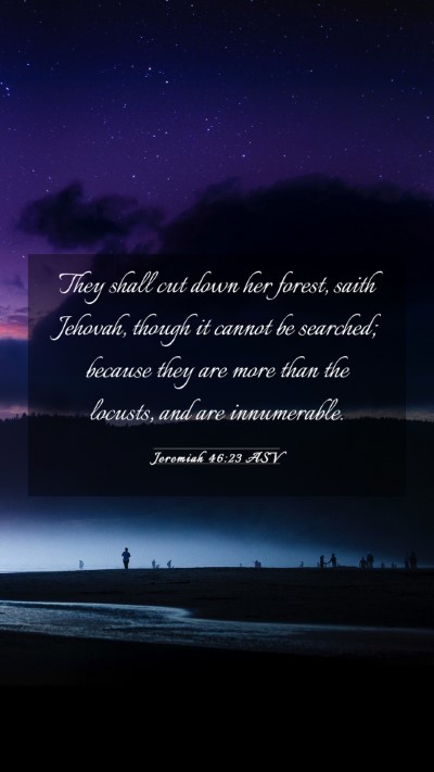 Picture 03 - Jeremiah 46:23 ASV Mobile Phone Wallpaper - They shall cut down her forest, saith Jehovah, - Mobile Bible Verse Wallpaper