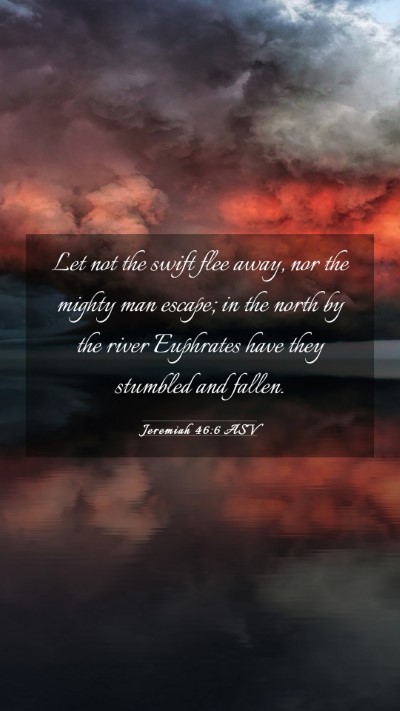 Picture 03 - Jeremiah 46:6 ASV Mobile Phone Wallpaper - Let not the swift flee away, nor the mighty man - Mobile Bible Verse Wallpaper