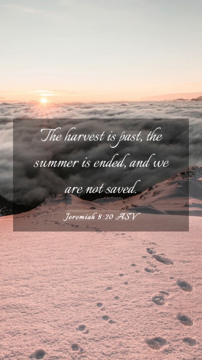 Picture 03 - Jeremiah 8:20 ASV Mobile Phone Wallpaper - The harvest is past, the summer is ended, and we - Mobile Bible Verse Wallpaper