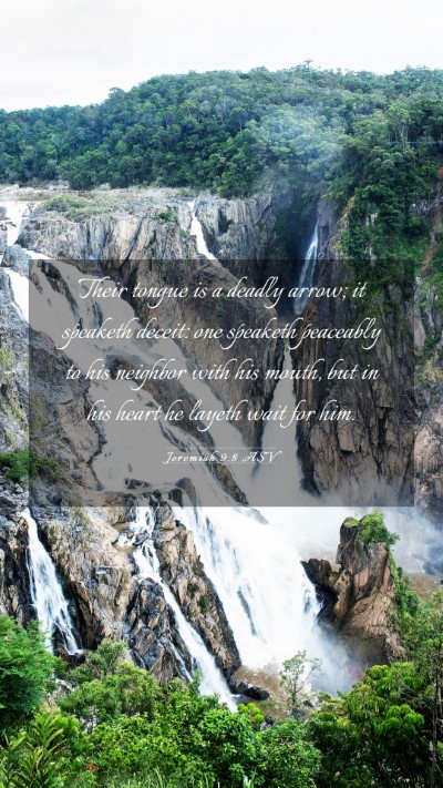 Picture 03 - Jeremiah 9:8 ASV Mobile Phone Wallpaper - Their tongue is a deadly arrow; it speaketh - Mobile Bible Verse Wallpaper