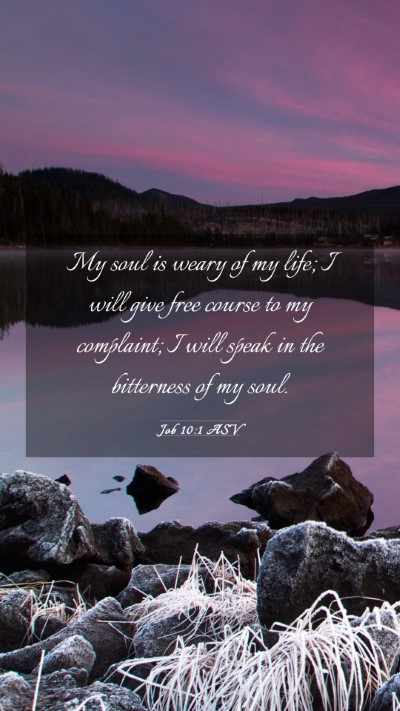 Picture 03 - Job 10:1 ASV Mobile Phone Wallpaper - My soul is weary of my life; I will give free - Mobile Bible Verse Wallpaper
