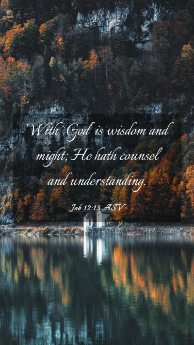 Picture 03 - Job 12:13 ASV Mobile Phone Wallpaper - With `God' is wisdom and might; He hath counsel - Mobile Bible Verse Wallpaper