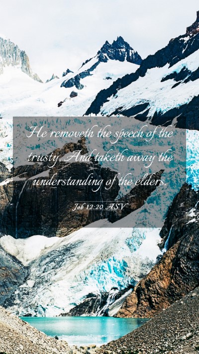 Picture 03 - Job 12:20 ASV Mobile Phone Wallpaper - He removeth the speech of the trusty, And taketh - Mobile Bible Verse Wallpaper