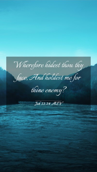 Picture 03 - Job 13:24 ASV Mobile Phone Wallpaper - Wherefore hidest thou thy face, And holdest me - Mobile Bible Verse Wallpaper