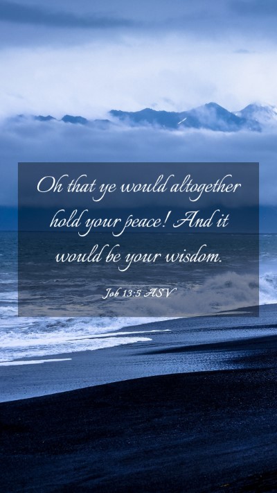 Picture 03 - Job 13:5 ASV Mobile Phone Wallpaper - Oh that ye would altogether hold your peace! And - Mobile Bible Verse Wallpaper