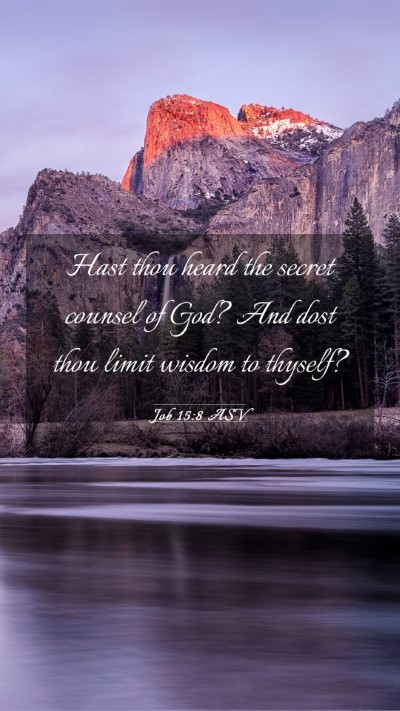 Picture 03 - Job 15:8 ASV Mobile Phone Wallpaper - Hast thou heard the secret counsel of God? And - Mobile Bible Verse Wallpaper