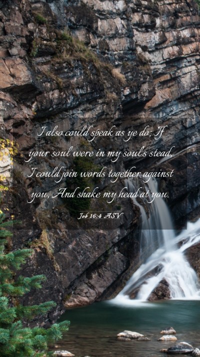 Picture 03 - Job 16:4 ASV Mobile Phone Wallpaper - I also could speak as ye do; If your soul were in - Mobile Bible Verse Wallpaper