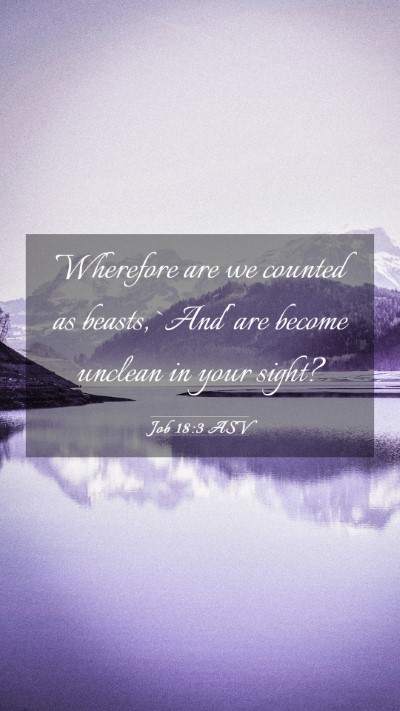 Picture 03 - Job 18:3 ASV Mobile Phone Wallpaper - Wherefore are we counted as beasts, `And' are - Mobile Bible Verse Wallpaper