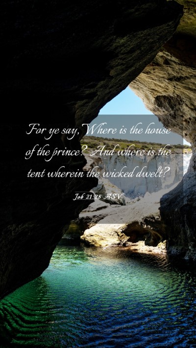 Picture 03 - Job 21:28 ASV Mobile Phone Wallpaper - For ye say, Where is the house of the prince? And - Mobile Bible Verse Wallpaper