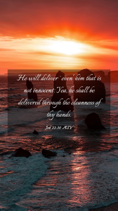 Picture 03 - Job 22:30 ASV Mobile Phone Wallpaper - He will deliver `even' him that is not innocent: - Mobile Bible Verse Wallpaper