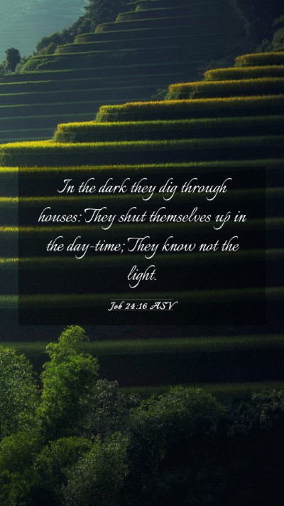 Picture 03 - Job 24:16 ASV Mobile Phone Wallpaper - In the dark they dig through houses: They shut - Mobile Bible Verse Wallpaper