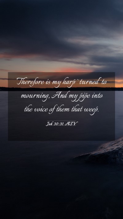 Picture 03 - Job 30:31 ASV Mobile Phone Wallpaper - Therefore is my harp `turned' to mourning, And my - Mobile Bible Verse Wallpaper