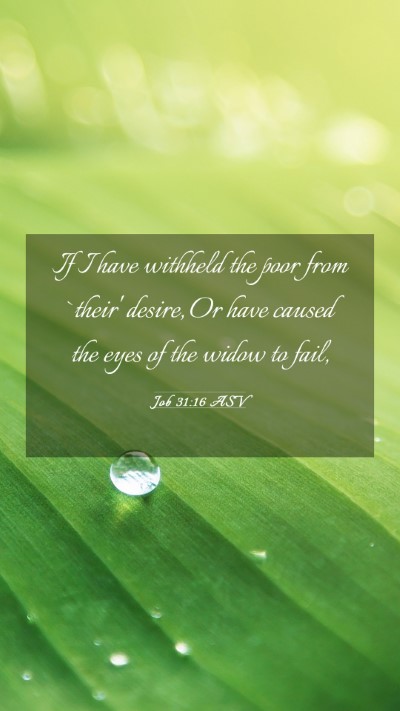 Picture 03 - Job 31:16 ASV Mobile Phone Wallpaper - If I have withheld the poor from `their' desire, - Mobile Bible Verse Wallpaper
