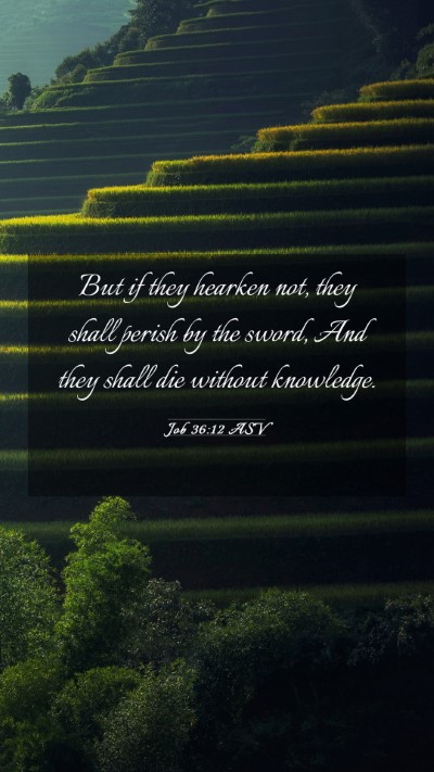 Picture 03 - Job 36:12 ASV Mobile Phone Wallpaper - But if they hearken not, they shall perish by the - Mobile Bible Verse Wallpaper
