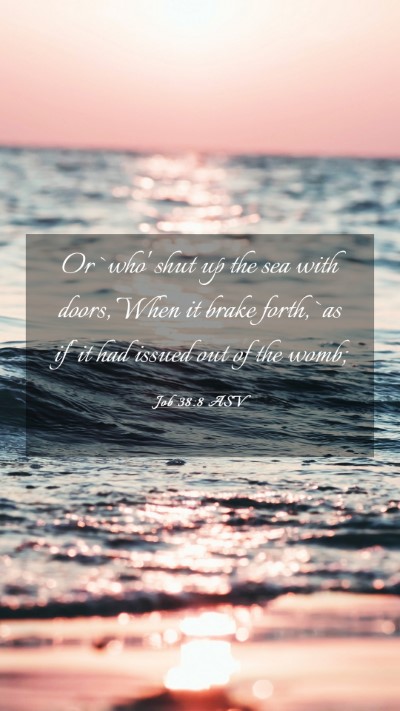 Picture 03 - Job 38:8 ASV Mobile Phone Wallpaper - Or `who' shut up the sea with doors, When it - Mobile Bible Verse Wallpaper