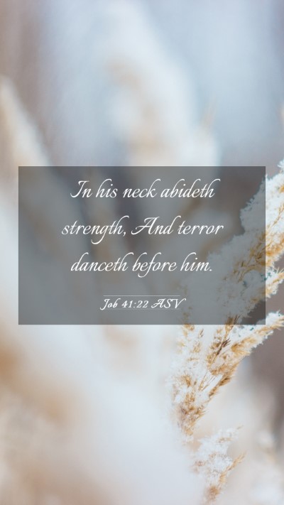 Picture 03 - Job 41:22 ASV Mobile Phone Wallpaper - In his neck abideth strength, And terror danceth - Mobile Bible Verse Wallpaper