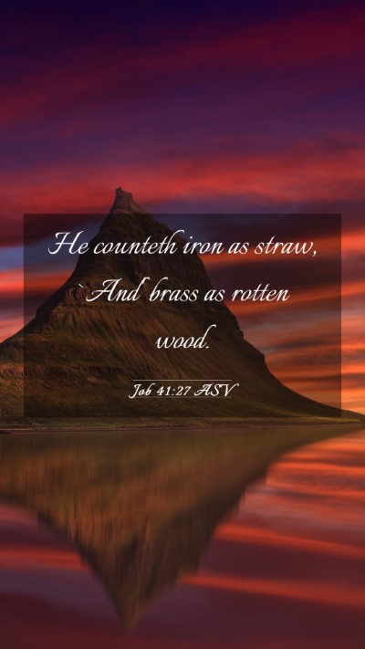 Picture 03 - Job 41:27 ASV Mobile Phone Wallpaper - He counteth iron as straw, `And' brass as rotten - Mobile Bible Verse Wallpaper