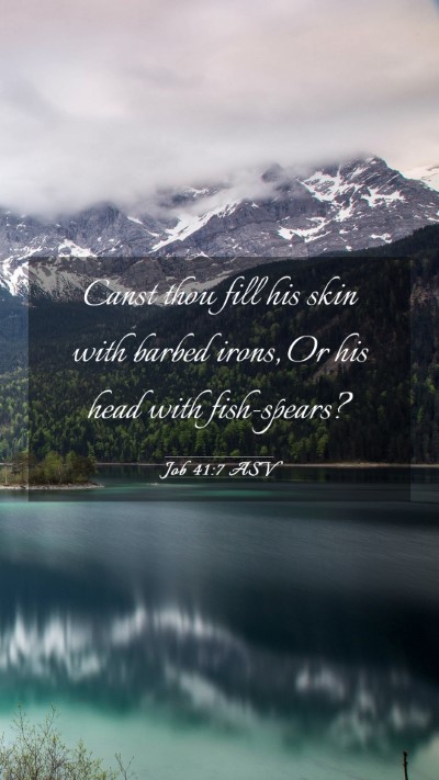 Picture 03 - Job 41:7 ASV Mobile Phone Wallpaper - Canst thou fill his skin with barbed irons, Or - Mobile Bible Verse Wallpaper