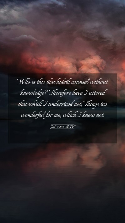 Picture 03 - Job 42:3 ASV Mobile Phone Wallpaper - Who is this that hideth counsel without - Mobile Bible Verse Wallpaper