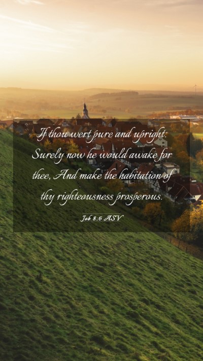 Picture 03 - Job 8:6 ASV Mobile Phone Wallpaper - If thou wert pure and upright: Surely now he - Mobile Bible Verse Wallpaper