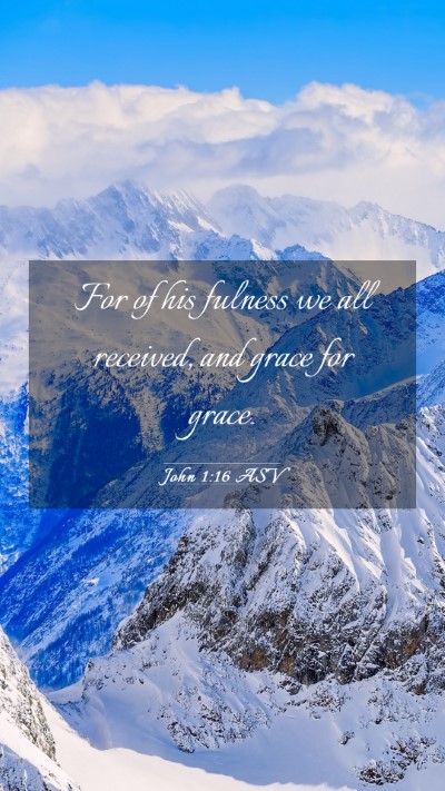 Picture 03 - John 1:16 ASV Mobile Phone Wallpaper - For of his fulness we all received, and grace for - Mobile Bible Verse Wallpaper