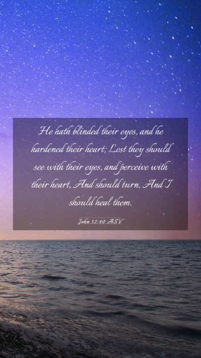 Picture 03 - John 12:40 ASV Mobile Phone Wallpaper - He hath blinded their eyes, and he hardened their - Mobile Bible Verse Wallpaper