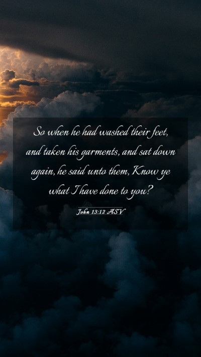 Picture 03 - John 13:12 ASV Mobile Phone Wallpaper - So when he had washed their feet, and taken his - Mobile Bible Verse Wallpaper