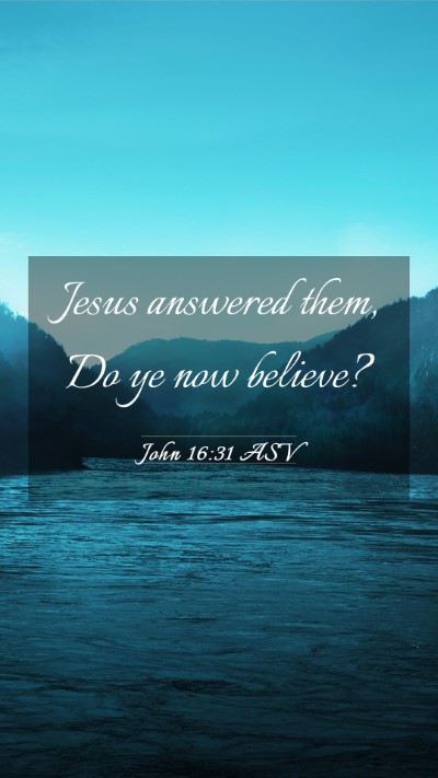 Picture 03 - John 16:31 ASV Mobile Phone Wallpaper - Jesus answered them, Do ye now - Mobile Bible Verse Wallpaper