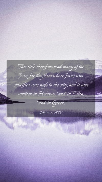 Picture 03 - John 19:20 ASV Mobile Phone Wallpaper - This title therefore read many of the Jews, for - Mobile Bible Verse Wallpaper