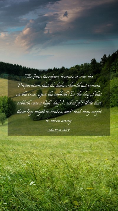 Picture 03 - John 19:31 ASV Mobile Phone Wallpaper - The Jews therefore, because it was the - Mobile Bible Verse Wallpaper