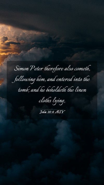 Picture 03 - John 20:6 ASV Mobile Phone Wallpaper - Simon Peter therefore also cometh, following him, - Mobile Bible Verse Wallpaper
