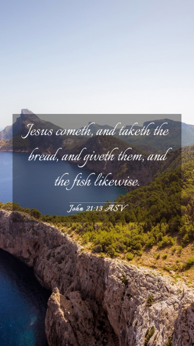 Picture 03 - John 21:13 ASV Mobile Phone Wallpaper - Jesus cometh, and taketh the bread, and giveth - Mobile Bible Verse Wallpaper