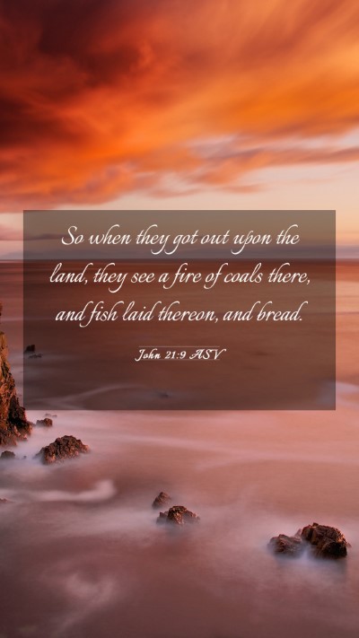Picture 03 - John 21:9 ASV Mobile Phone Wallpaper - So when they got out upon the land, they see a - Mobile Bible Verse Wallpaper