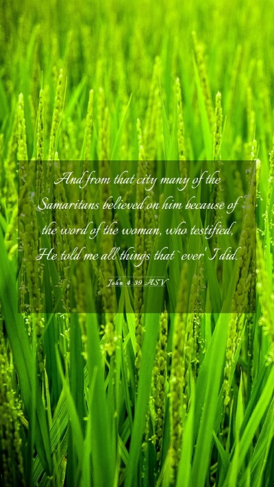 Picture 03 - John 4:39 ASV Mobile Phone Wallpaper - And from that city many of the Samaritans - Mobile Bible Verse Wallpaper