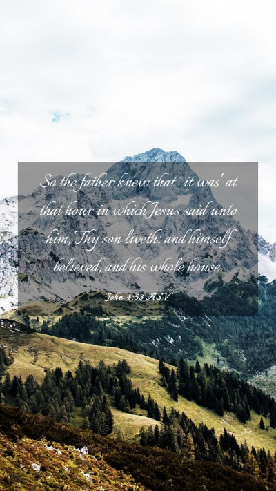 Picture 03 - John 4:53 ASV Mobile Phone Wallpaper - So the father knew that `it was' at that hour in - Mobile Bible Verse Wallpaper