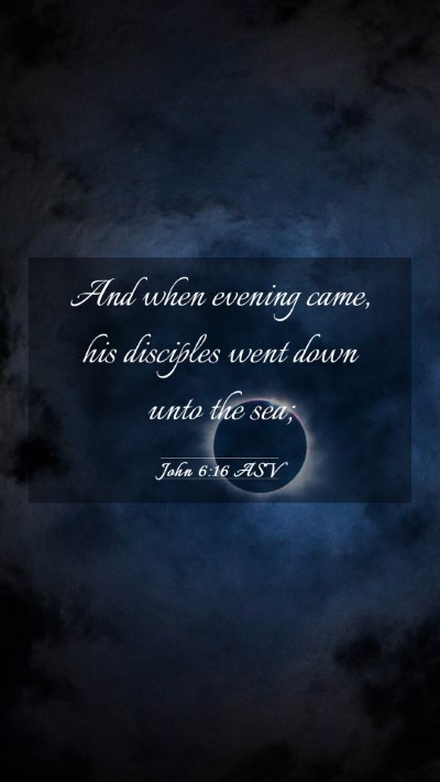 Picture 03 - John 6:16 ASV Mobile Phone Wallpaper - And when evening came, his disciples went down - Mobile Bible Verse Wallpaper