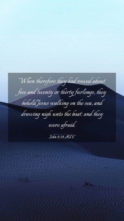 Picture 03 - John 6:19 ASV Mobile Phone Wallpaper - When therefore they had rowed about five and - Mobile Bible Verse Wallpaper