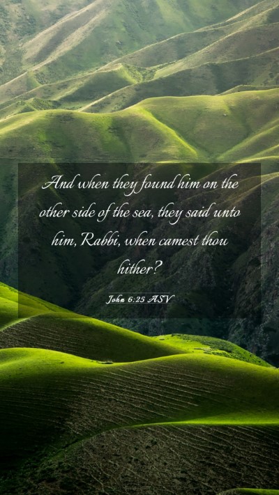 Picture 03 - John 6:25 ASV Mobile Phone Wallpaper - And when they found him on the other side of the - Mobile Bible Verse Wallpaper